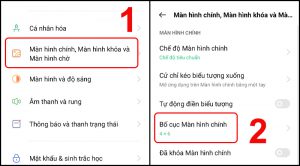 Chọn đến mục Bố cục màn hình trong phần Cài đặt
