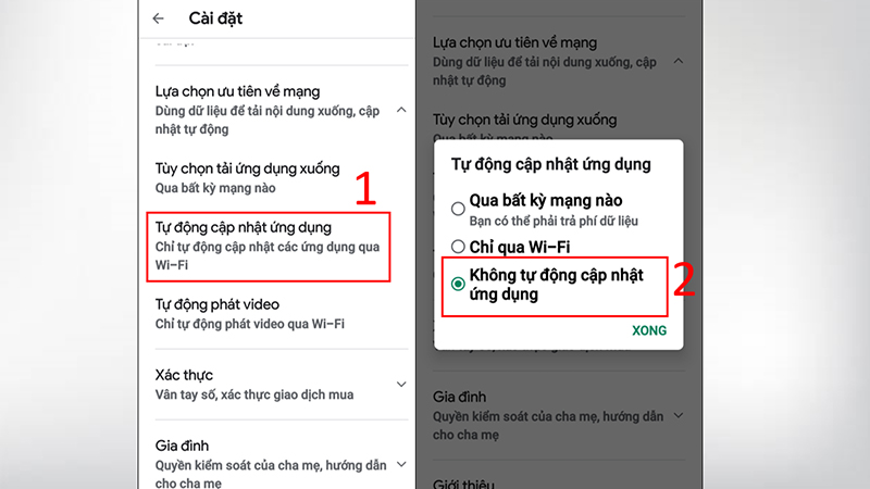 Các bước tắt tự động cập nhật ứng dụng