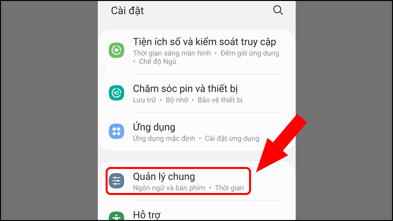 Chọn Quản lý chung