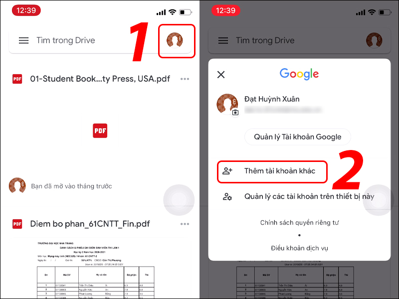 Chọn Thêm tài khoản khác