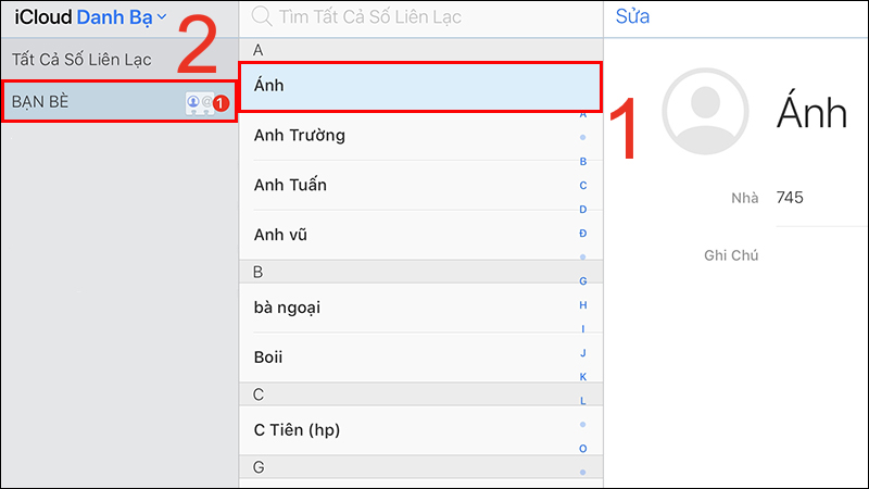 Kéo những danh bạ cần thiết qua nhóm vừa tạo
