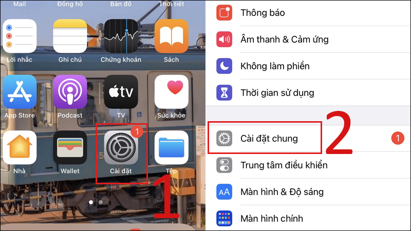 Vào Cài đặt, chọn Cài đặt chung