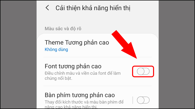 Tắt Font tương phản cao