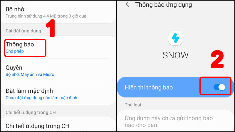 Tắt Hiển thị thông báo