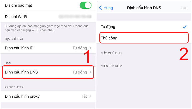 Chọn Cấu hình DNS