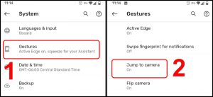 Chọn Jump to camera trong mục System