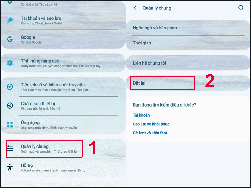 Vào Cài đặt trên điện thoại của bạn và tìm mục Đặt lại