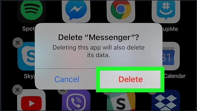 Ấn Delete để hoàn thành xóa ứng dụng trên iPhone