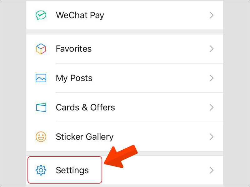 Vào cài đặt của WeChat để cài đặt các tính năng