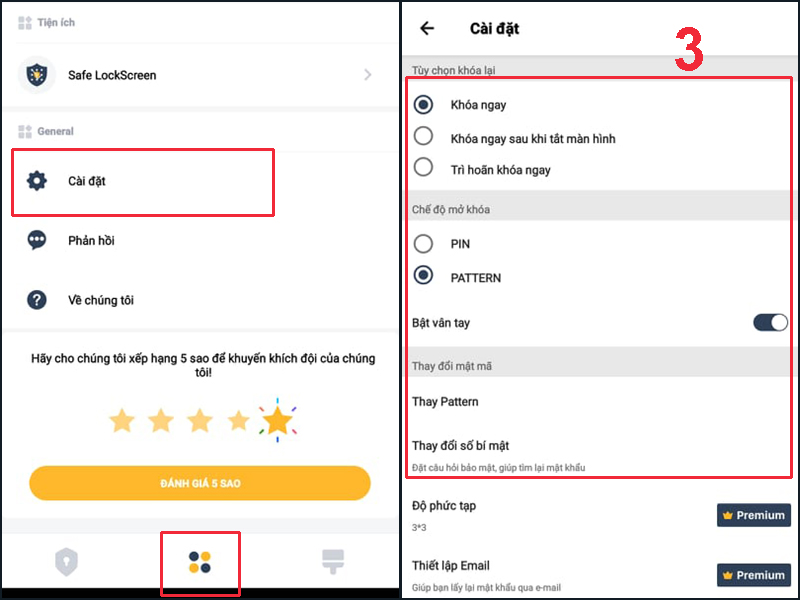 Ấn vào các tùy chọn cài đặt bạn muốn để thiết lập