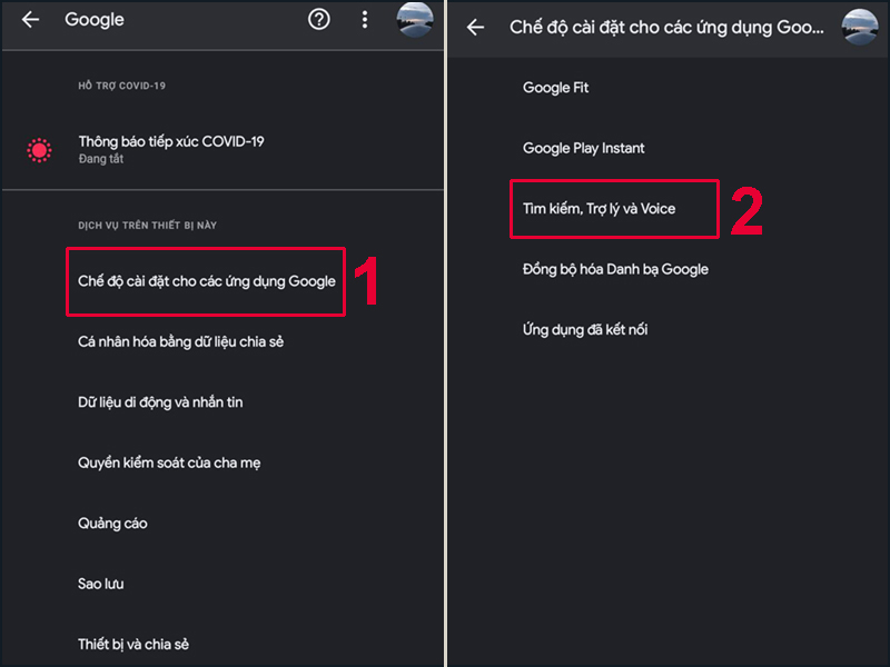 Chọn Chế độ cài đặt cho các ứng dụng Google để có thêm tùy chọn