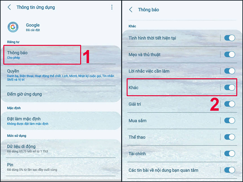 Gạt thanh trạng thái sang trái để tắt toàn bộ các thông báo dạng không xác định