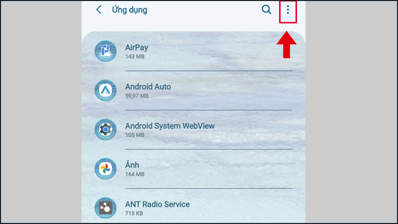 Vào Cài đặt và tìm biểu tượng 3 dấu chấm dọc