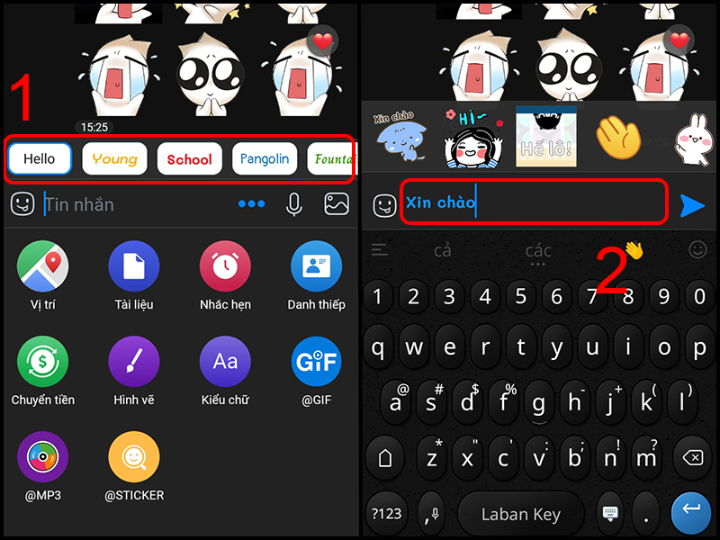 Chọn kiểu chữ bạn thích và nhắn tin bình thường