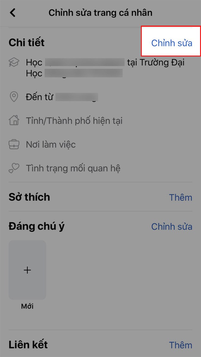 Tại mục Chi tiết, chọn Chỉnh sửa Tại mục Chi tiết, chọn Chỉnh sửa