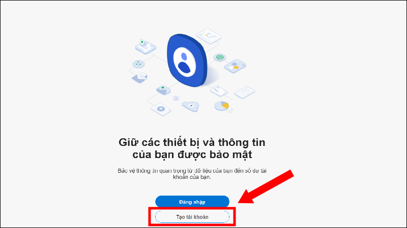 Truy cập vào web và chọn Tạo tài khoản