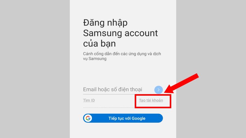 Chọn Tạo tài khoản