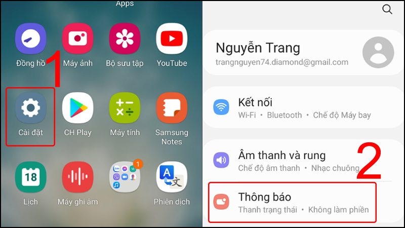 Truy cập Cài đặt