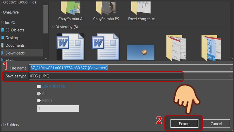 Ở mục định dạng ảnh Save as type, bạn chọn định dạng ảnh là JPEG và nhấn Export Ở mục định dạng ảnh Save as type, bạn chọn định dạng ảnh là JPEG và nhấn Export