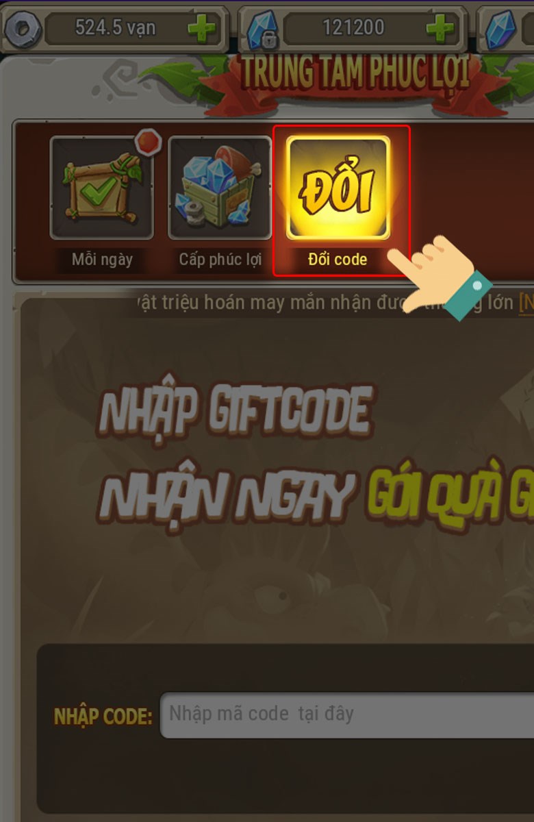 Sau đó tìm mục Đổi code Sau đó tìm mục Đổi code