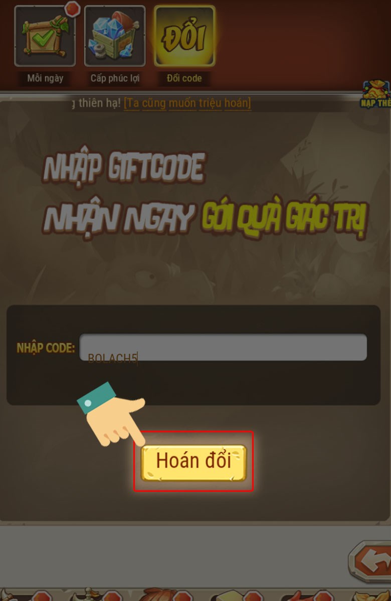 Nhấn vào mục Hoán đổi. Nhấn vào mục Hoán đổi.