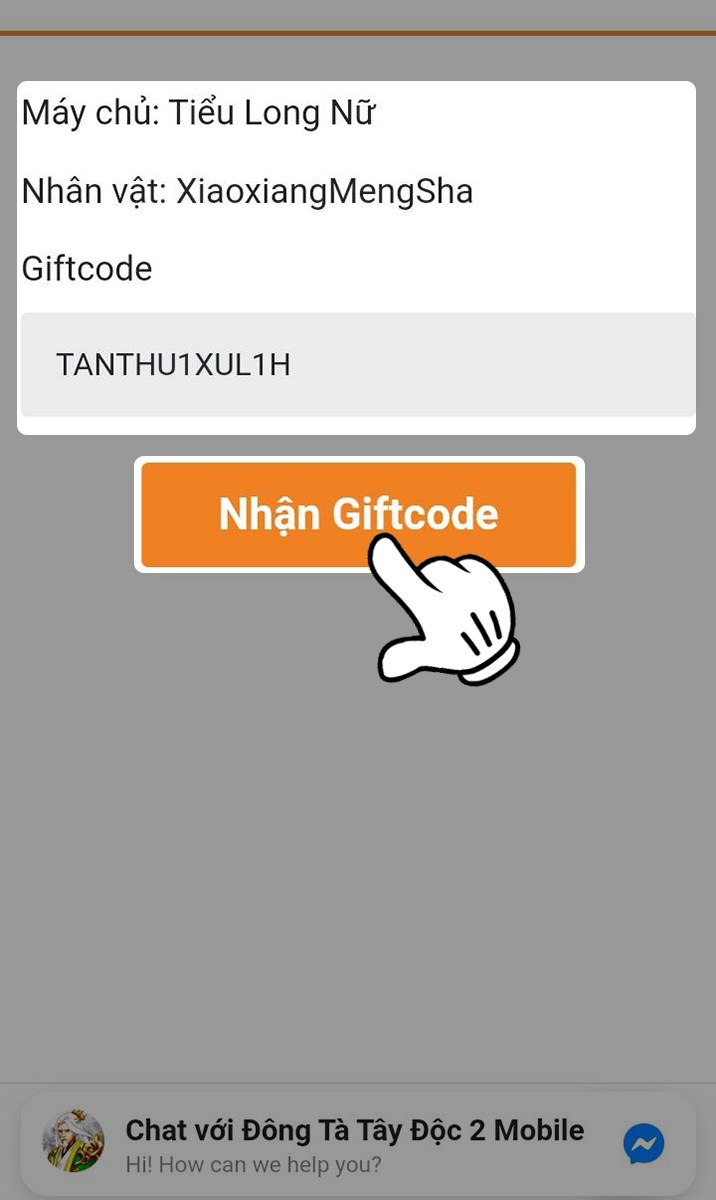 Nhập code và nhấn Nhận Giftcode Nhập code và nhấn Nhận Giftcode