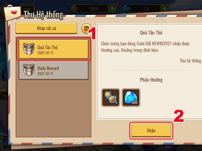 Nhận quà tặng thành công Nhận quà tặng thành công