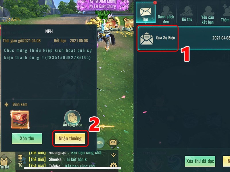 Nhận quà trong game Nhận quà trong game