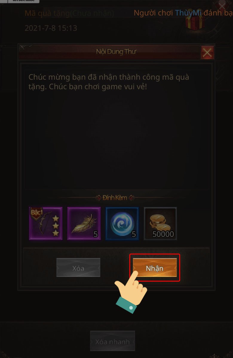 Nhấn chọn Nhận Nhấn chọn Nhận