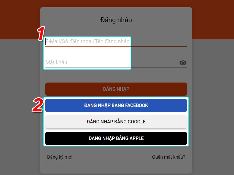 Điền tài khoản đăng nhập game Điền tài khoản đăng nhập game