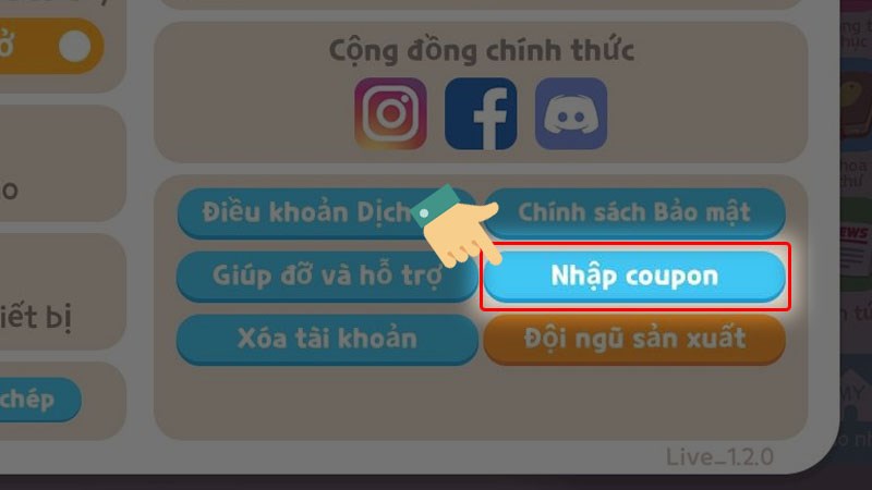 Bấm vào mục Nhập coupon Bấm vào mục Nhập coupon