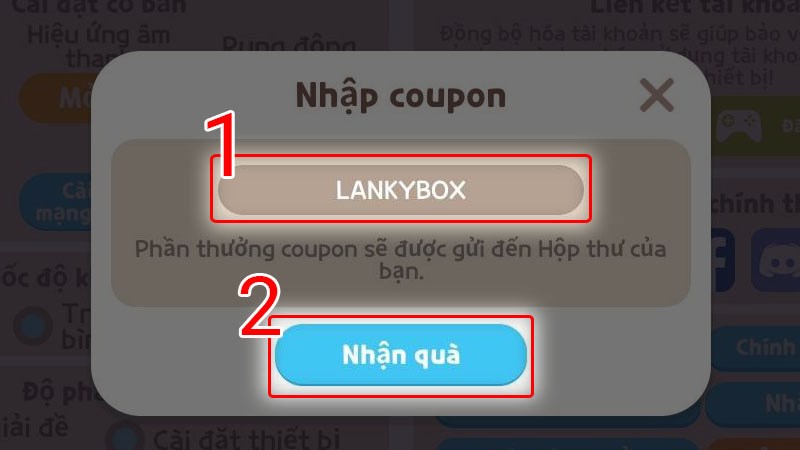 Nhập mã code và nhấn Nhận quà Nhập mã code và nhấn Nhận quà