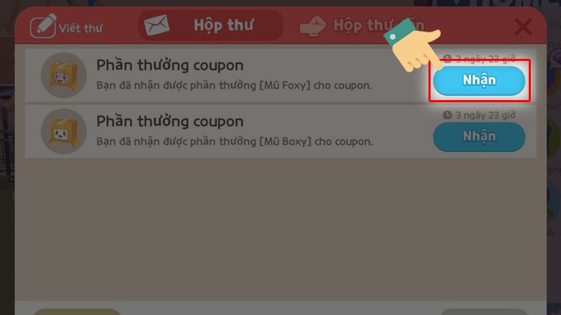 Nhấn vào Nhận để nhận quà Nhấn vào Nhận để nhận quà