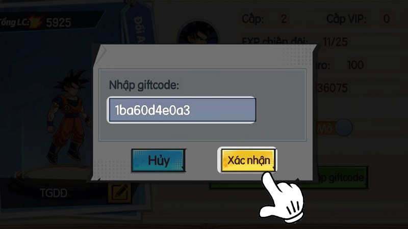 Nhập code và nhấn Xác nhận Nhập code và nhấn Xác nhận
