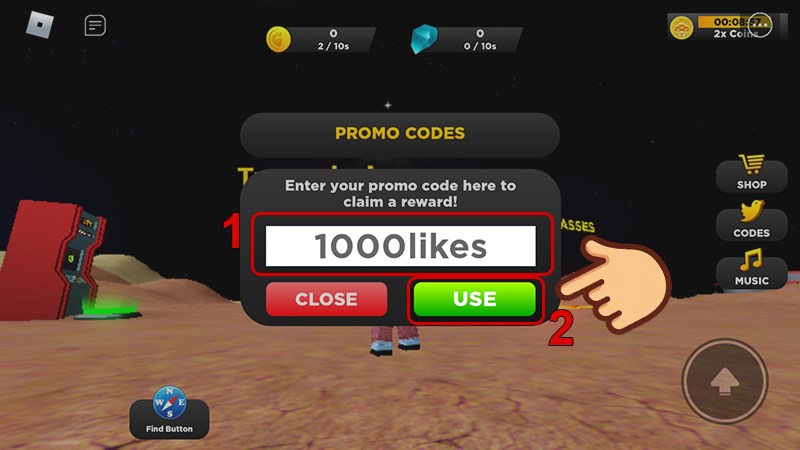 Nhập code vào ô Enter code và nhấn Use Nhập code vào ô Enter code và nhấn Use