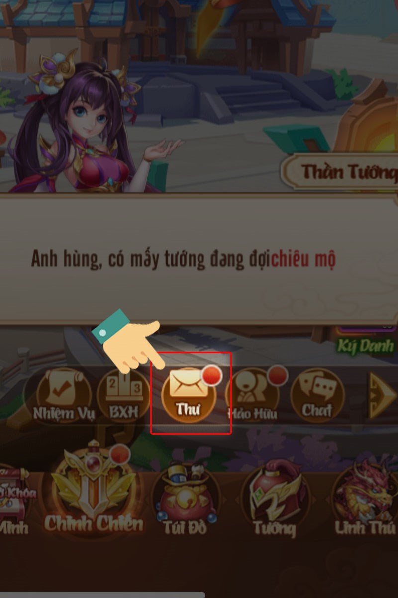 Nhấn vào mục Thư Nhấn vào mục Thư