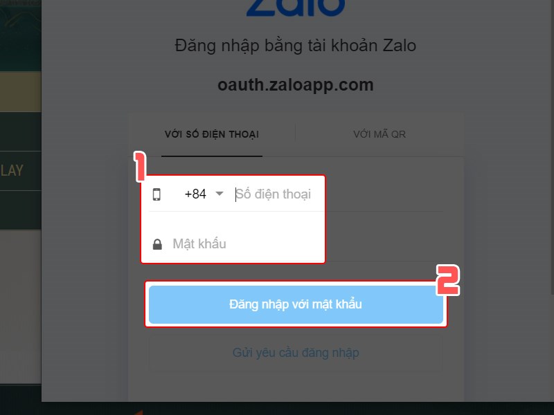 Điền thông tin đăng nhập Điền thông tin đăng nhập