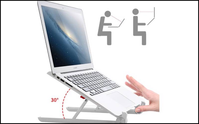 Giá đỡ laptop công thái học làm cho tầm nhìn tốt hơn, giúp bảo vệ mắt