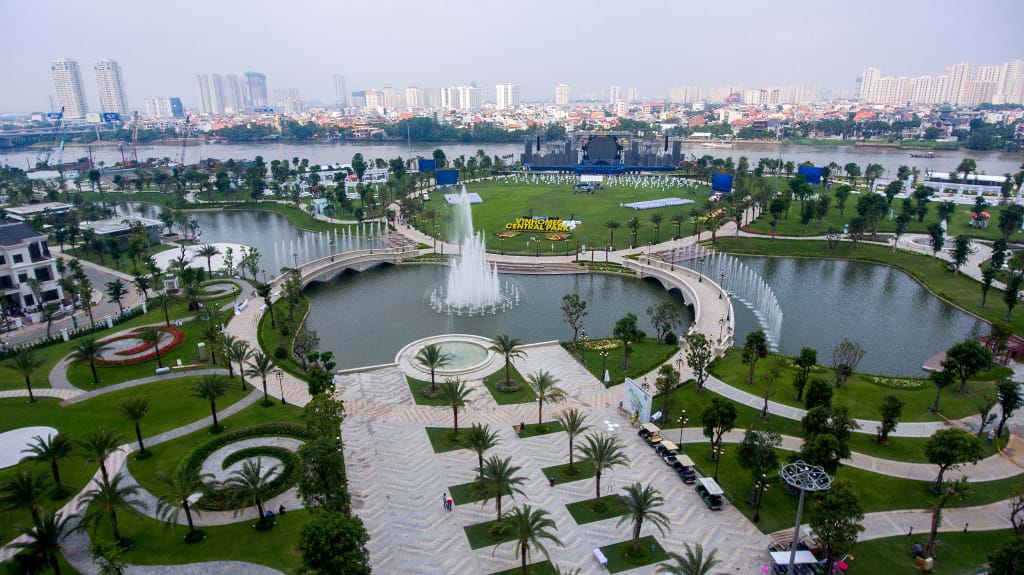 cong-vien-vinhomes Công viên Vinhomes Central Park nhìn từ trên cao