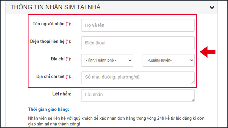 Bạn hãy đảm bảo nhập đầy đủ thông tin cá nhân lẫn địa chỉ giao hàng của mình