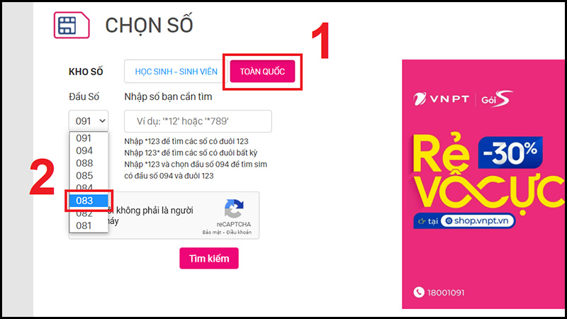 Chọn đầu số 083