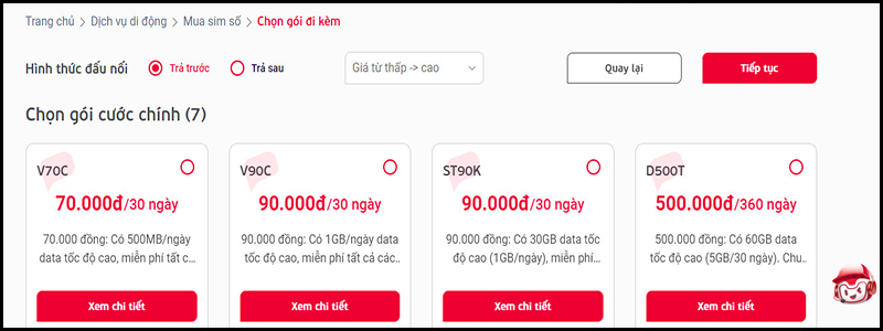 Chọn Gói cước theo nhu cầu