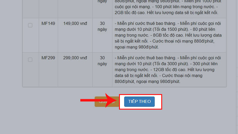 Nhấn chọn TIẾP THEO