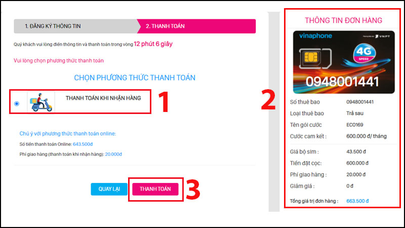 Kiểm tra thông tin và thanh toán đơn hàng
