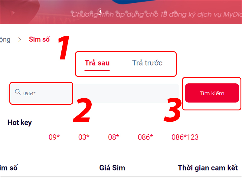 Tìm kiếm thuê bao đầu số 0964
