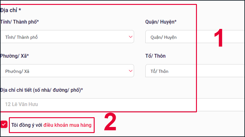 Hãy chắc chắn bạn điền đúng địa chỉ giao hàng của mình