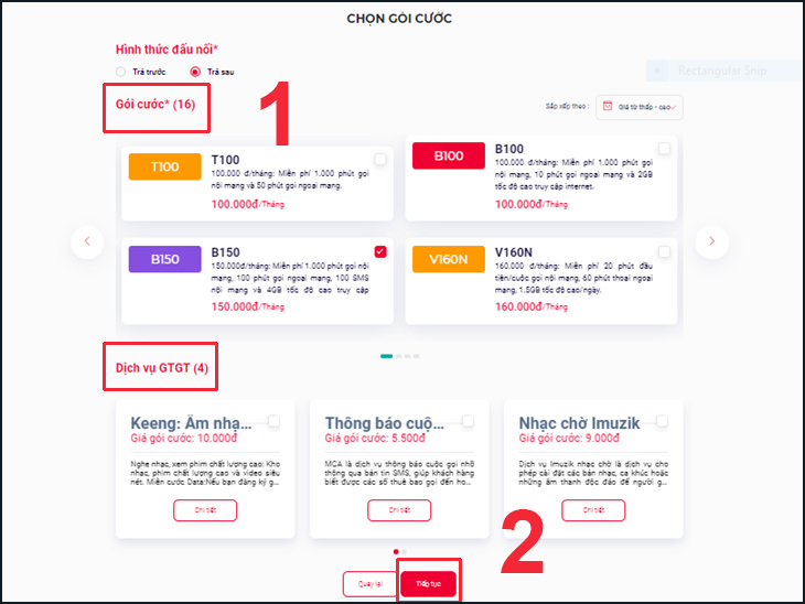 Lựa chọn các gói cước và dịch vụ gia tăng theo nhu cầu của bạn