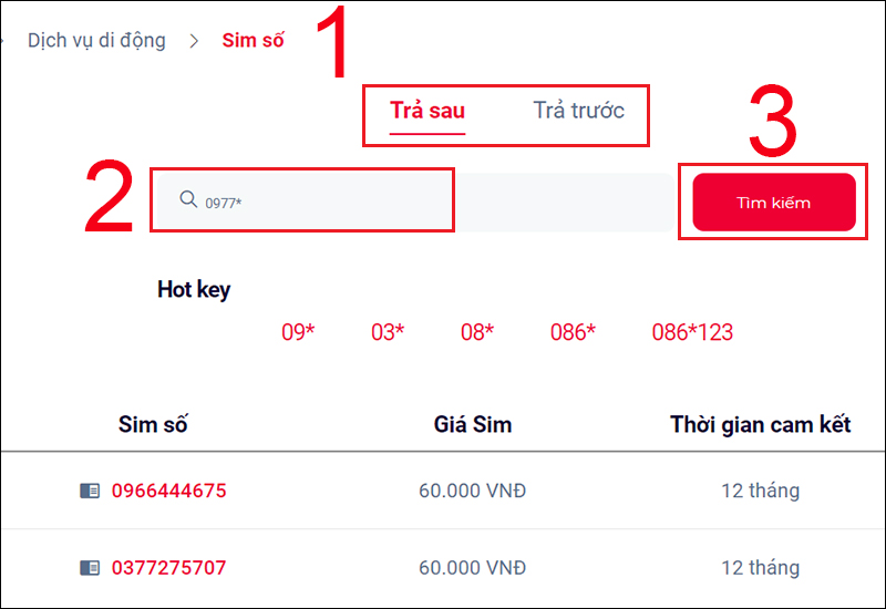 Tìm đầu số 0977 Viettel để mua