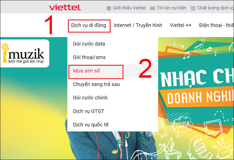 Truy cập mục Dịch vụ di động