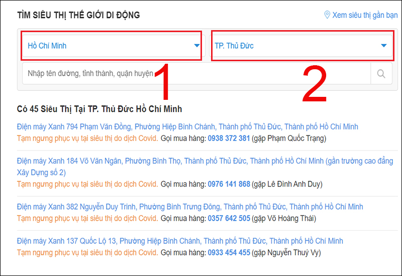 Tìm cửa hàng  gần nhất